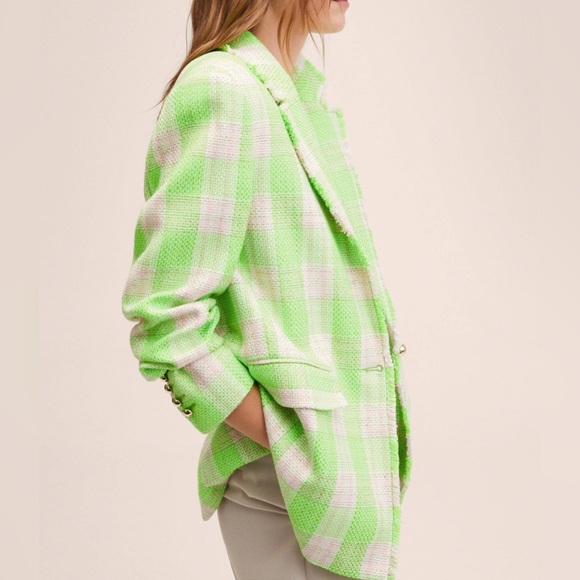 MNG | Neon Green Checkered Blazer - Picture 5 of 14